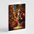Siberian Husky and Santa Claus Greeting Cards Pack of 8 Blank Cards with Envelopes Whimsical A7 Size 5x7