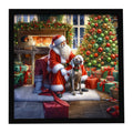 Weimaraner and Santa Claus Framed Metal Print Bathroom, Kitchen, Office, Home Decor Wall Art Ready to Hang, Square, 8X8