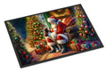 Welsh Springer Spaniel and Santa Claus Doormat Indoor Outdoor 18H X 27W Front Door Mat Rugs for Entryway, Non Slip Washable