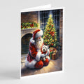 Westie and Santa Claus Greeting Cards Pack of 8 Blank Cards with Envelopes Whimsical A7 Size 5x7