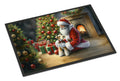 Fox Terrier and Santa Claus Doormat Indoor Outdoor 18H X 27W Front Door Mat Rugs for Entryway, Non Slip Washable
