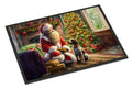 Wirehaired Pointing Griffon and Santa Claus Doormat Indoor Outdoor 18H X 27W Front Door Mat Rugs for Entryway, Non Slip Washable