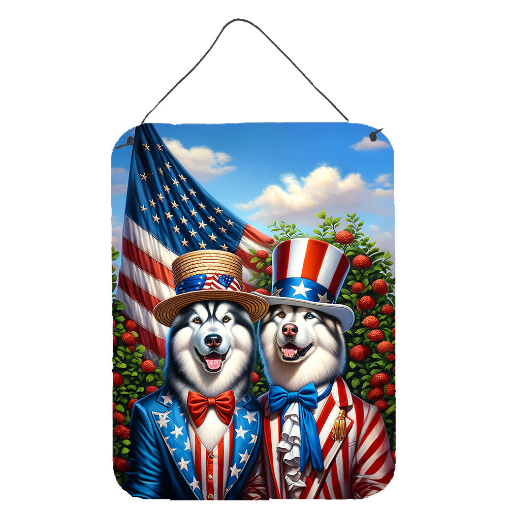 All American Alaskan Malamute Wall or Door Hanging Prints Aluminum Metal Sign Kitchen Wall Bar Bathroom Plaque Home Decor Front Door Plaque, 12x16, Multicolor