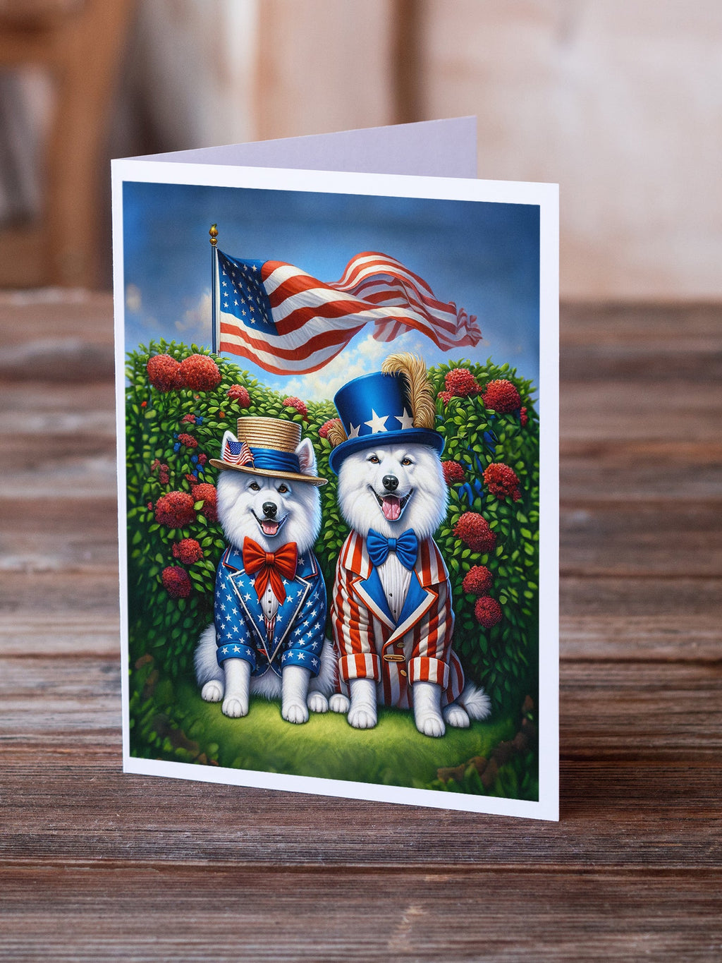 All American American Eskimo Greeting Cards Pack of 8 Blank Cards with Envelopes Whimsical A7 Size 5x7