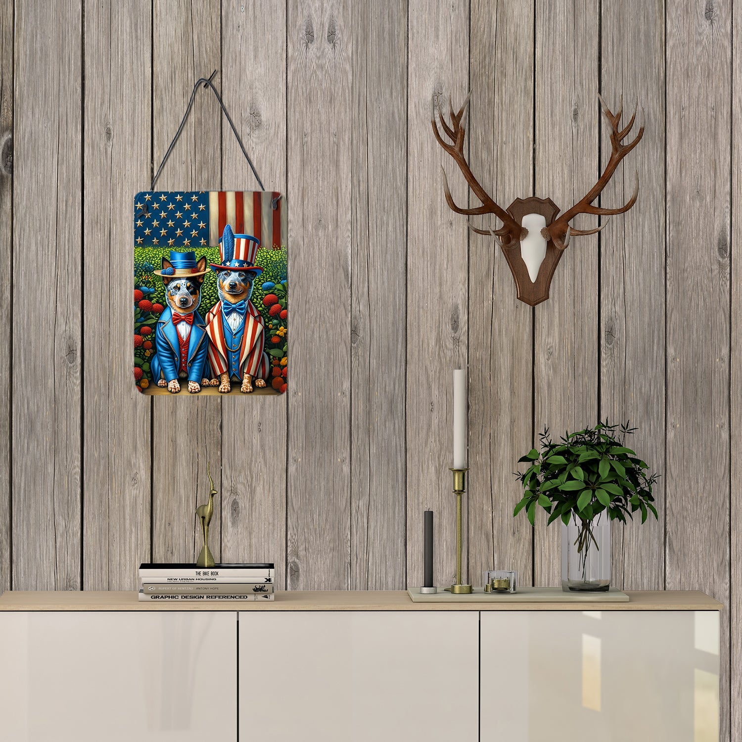 All American Australian Cattle Dog Wall or Door Hanging Prints Aluminum Metal Sign Kitchen Wall Bar Bathroom Plaque Home Decor Front Door Plaque, 12x16, Multicolor