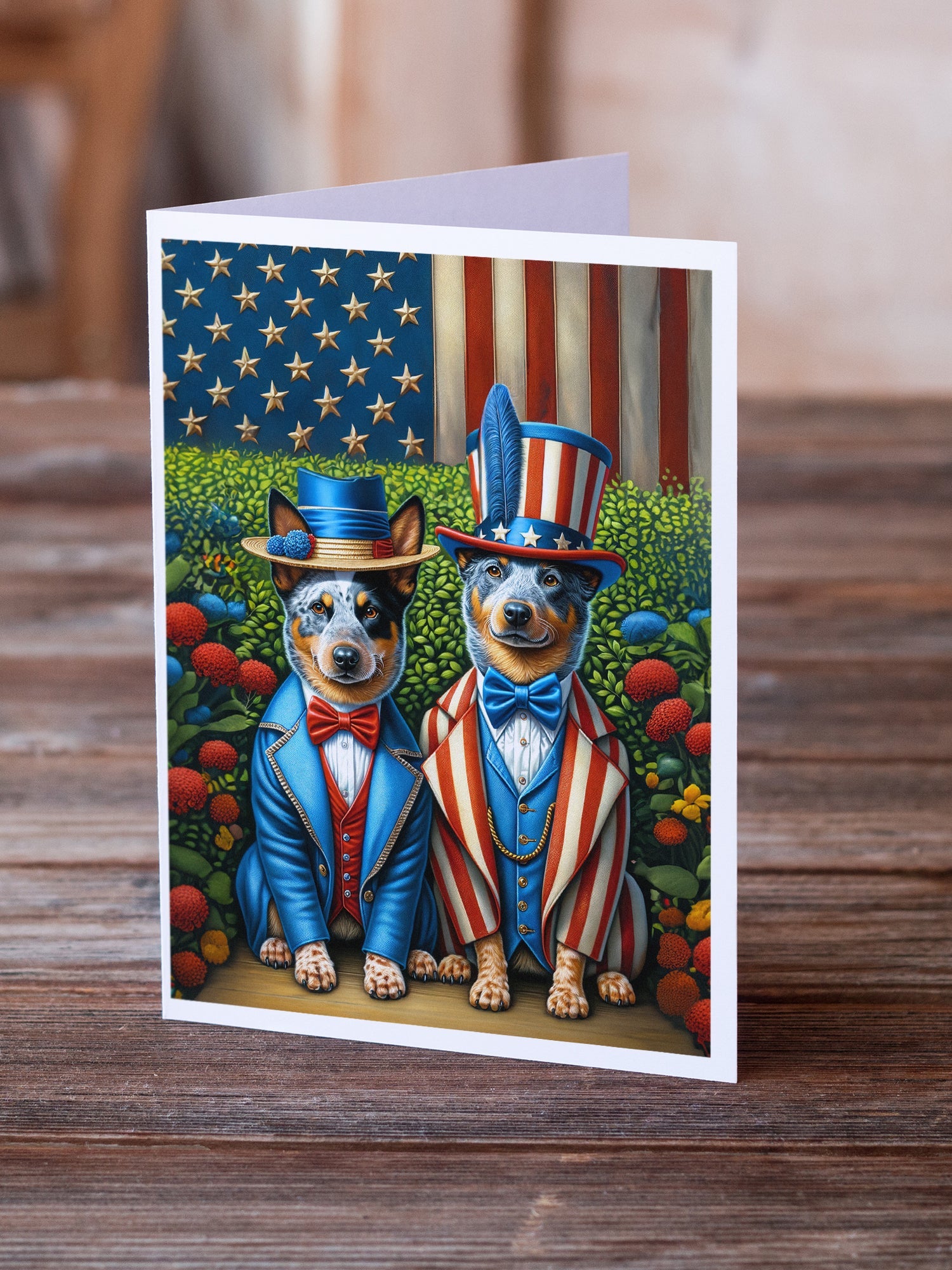 All American Australian Cattle Dog Greeting Cards Pack of 8 Blank Cards with Envelopes Whimsical A7 Size 5x7