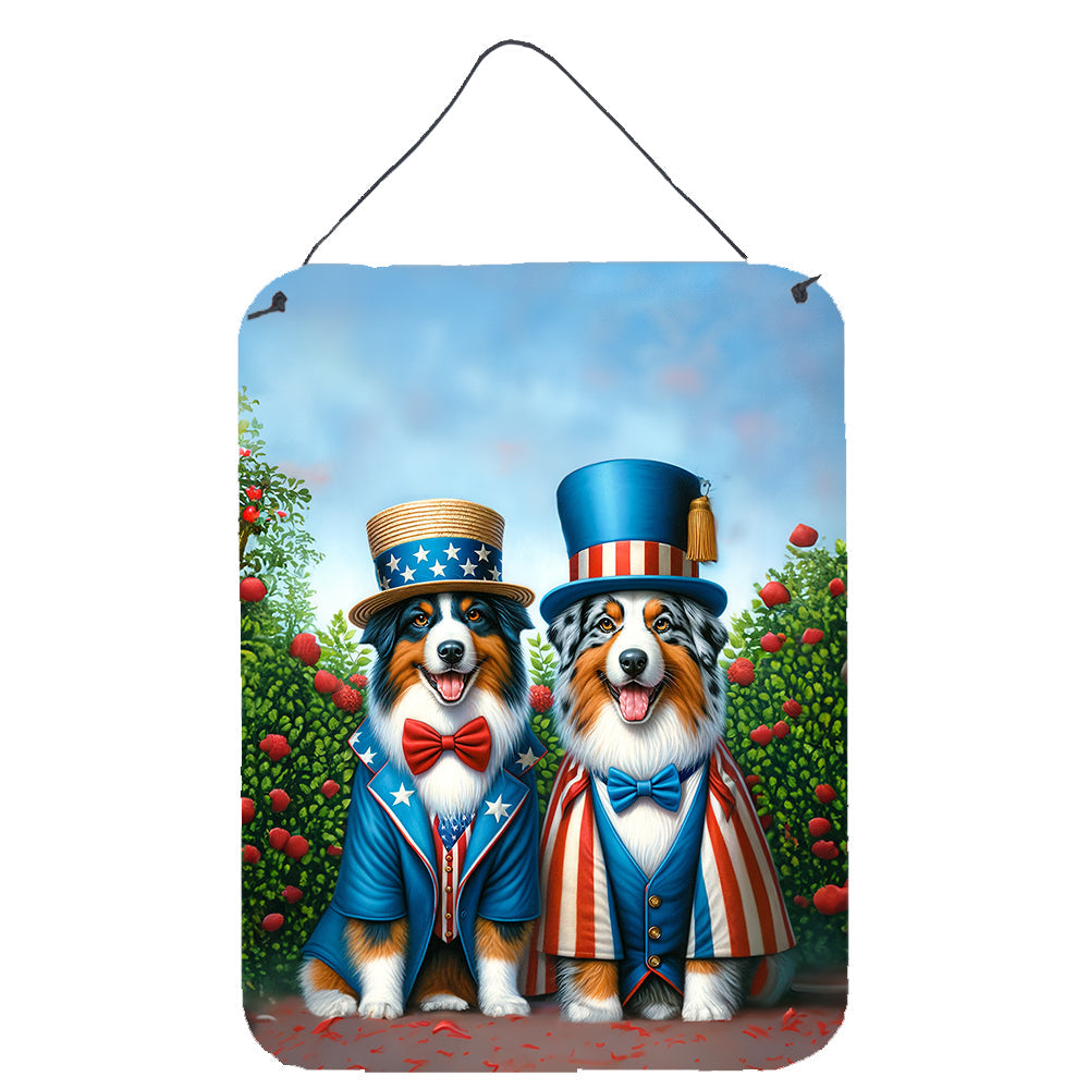 All American Australian Shepherd Wall or Door Hanging Prints Aluminum Metal Sign Kitchen Wall Bar Bathroom Plaque Home Decor Front Door Plaque, 12x16, Multicolor