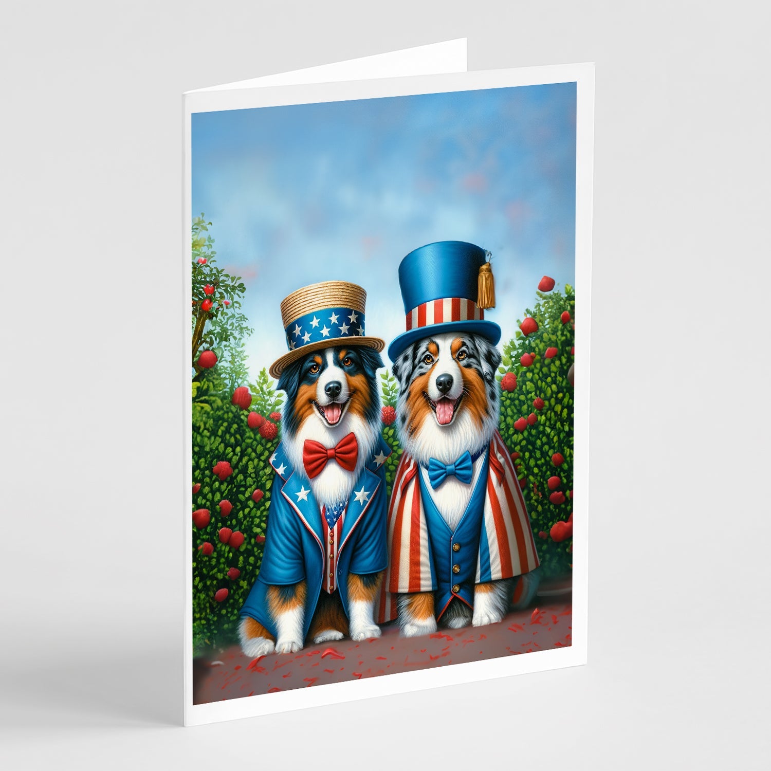 All American Australian Shepherd Greeting Cards Pack of 8 Blank Cards with Envelopes Whimsical A7 Size 5x7