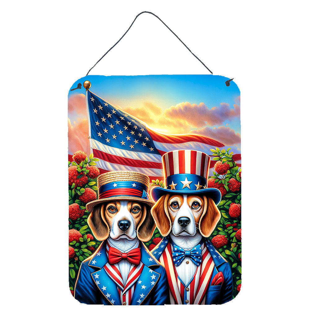 All American Beagle Wall or Door Hanging Prints Aluminum Metal Sign Kitchen Wall Bar Bathroom Plaque Home Decor Front Door Plaque, 12x16, Multicolor