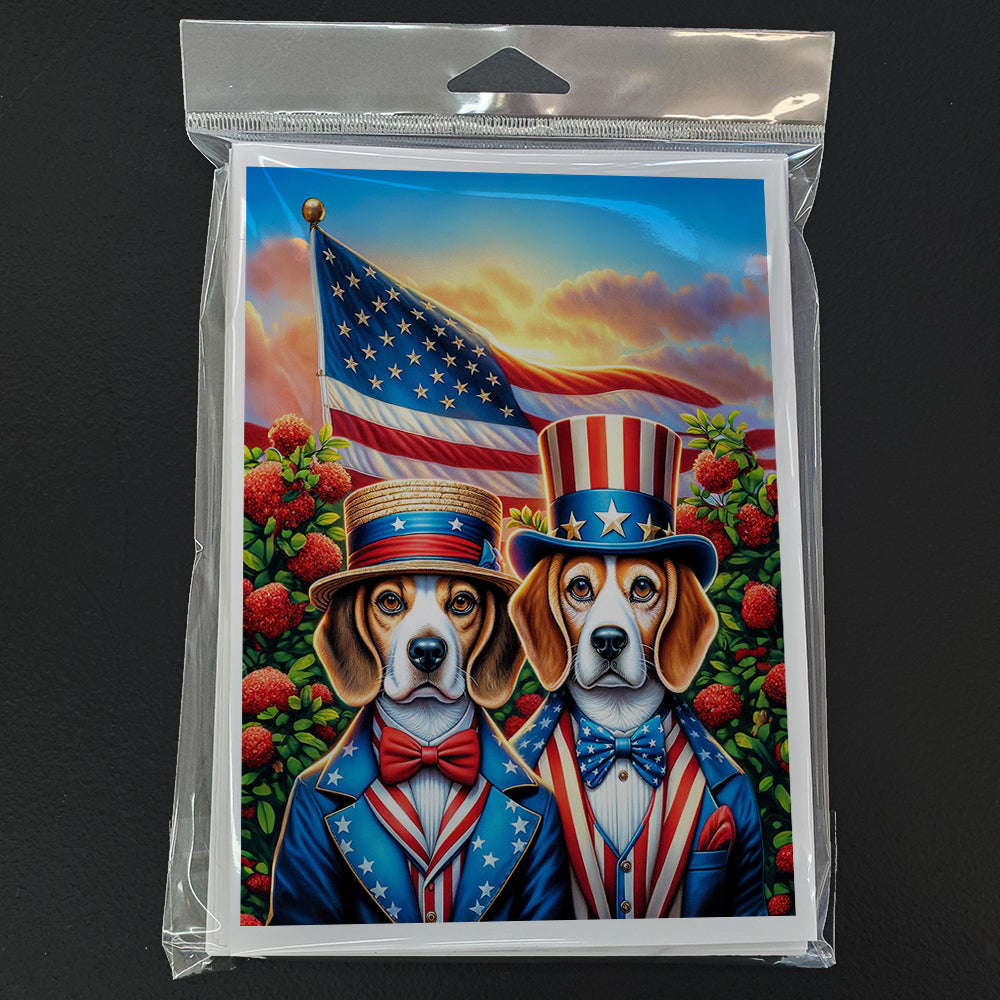 All American Beagle Greeting Cards Pack of 8 Blank Cards with Envelopes Whimsical A7 Size 5x7
