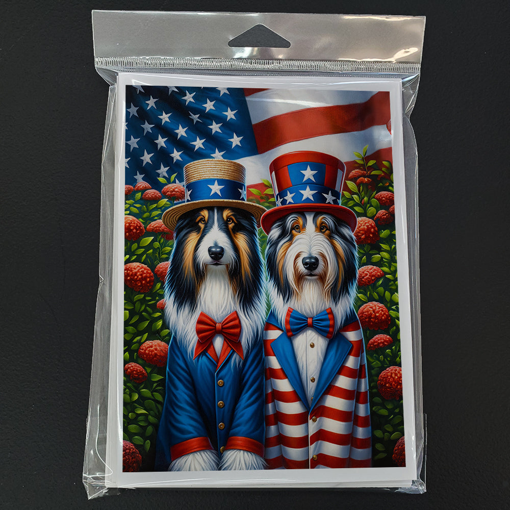 All American Bearded Collie Greeting Cards Pack of 8 Blank Cards with Envelopes Whimsical A7 Size 5x7
