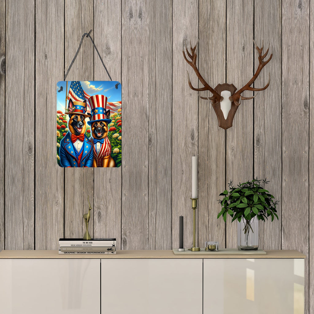 All American Belgian Malinois Wall or Door Hanging Prints Aluminum Metal Sign Kitchen Wall Bar Bathroom Plaque Home Decor Front Door Plaque, 12x16, Multicolor