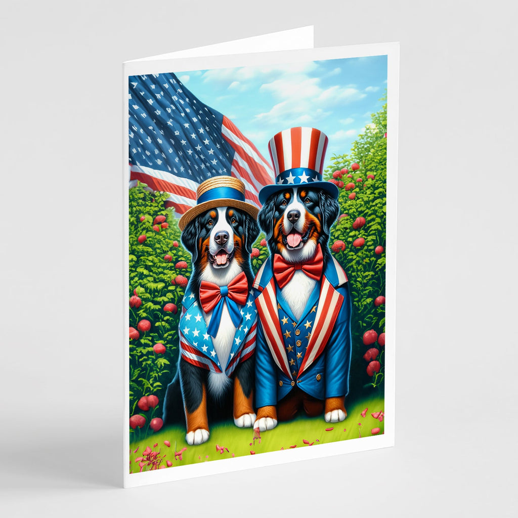 All American Bernese Mountain Dog Greeting Cards Pack of 8 Blank Cards with Envelopes Whimsical A7 Size 5x7