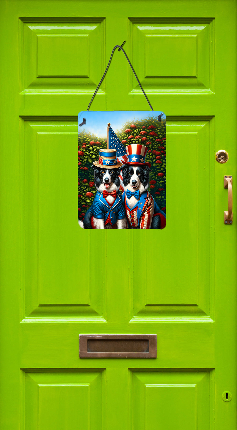 All American Border Collie Wall or Door Hanging Prints Aluminum Metal Sign Kitchen Wall Bar Bathroom Plaque Home Decor Front Door Plaque, 12x16, Multicolor