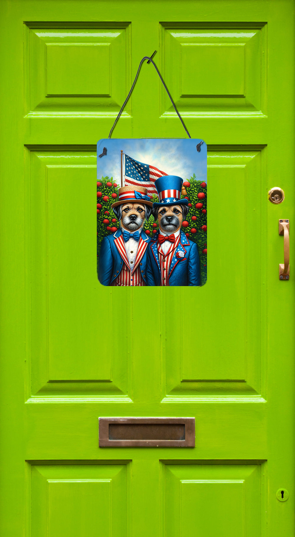All American Border Terrier Wall or Door Hanging Prints Aluminum Metal Sign Kitchen Wall Bar Bathroom Plaque Home Decor Front Door Plaque, 12x16, Multicolor