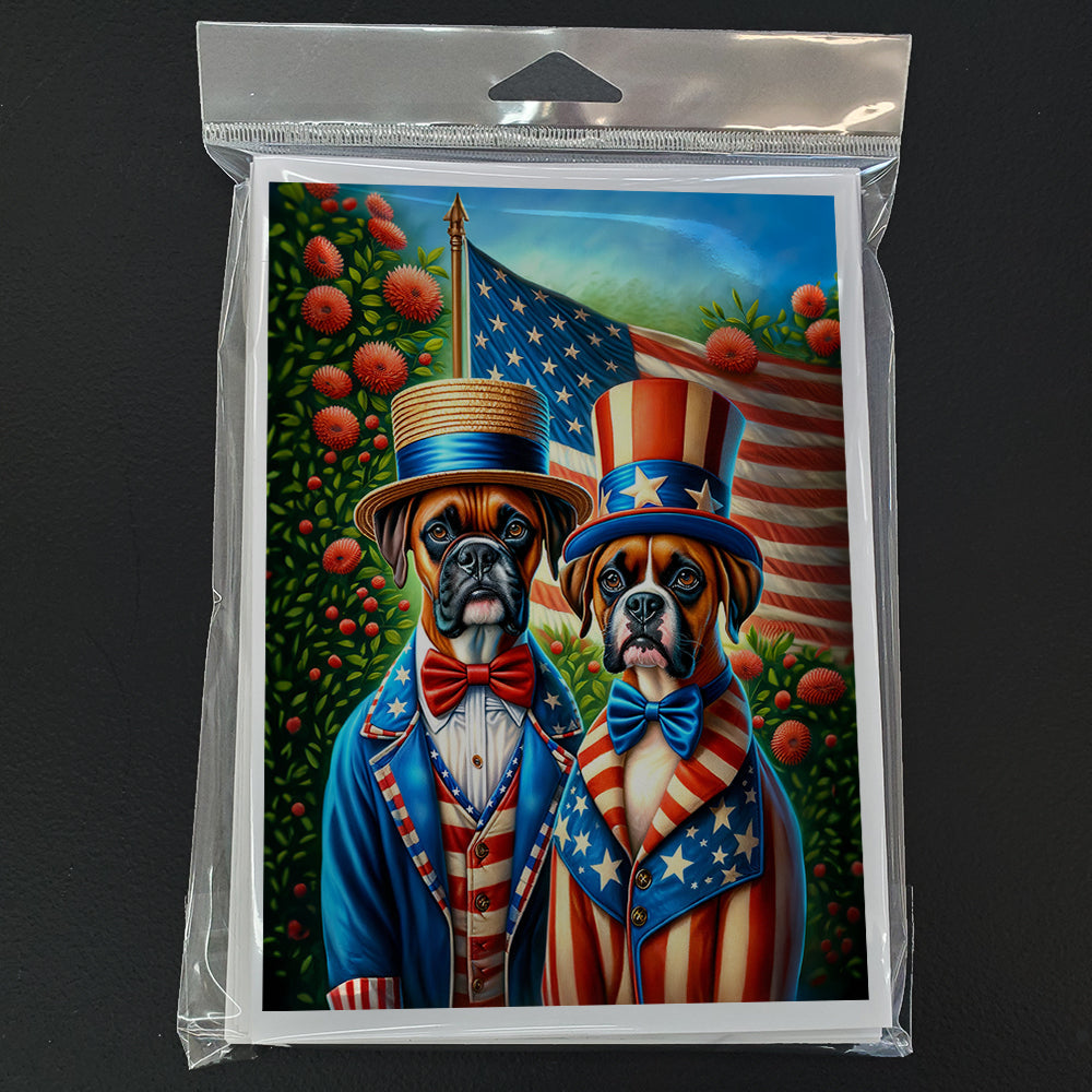All American Boxer Greeting Cards Pack of 8 Blank Cards with Envelopes Whimsical A7 Size 5x7