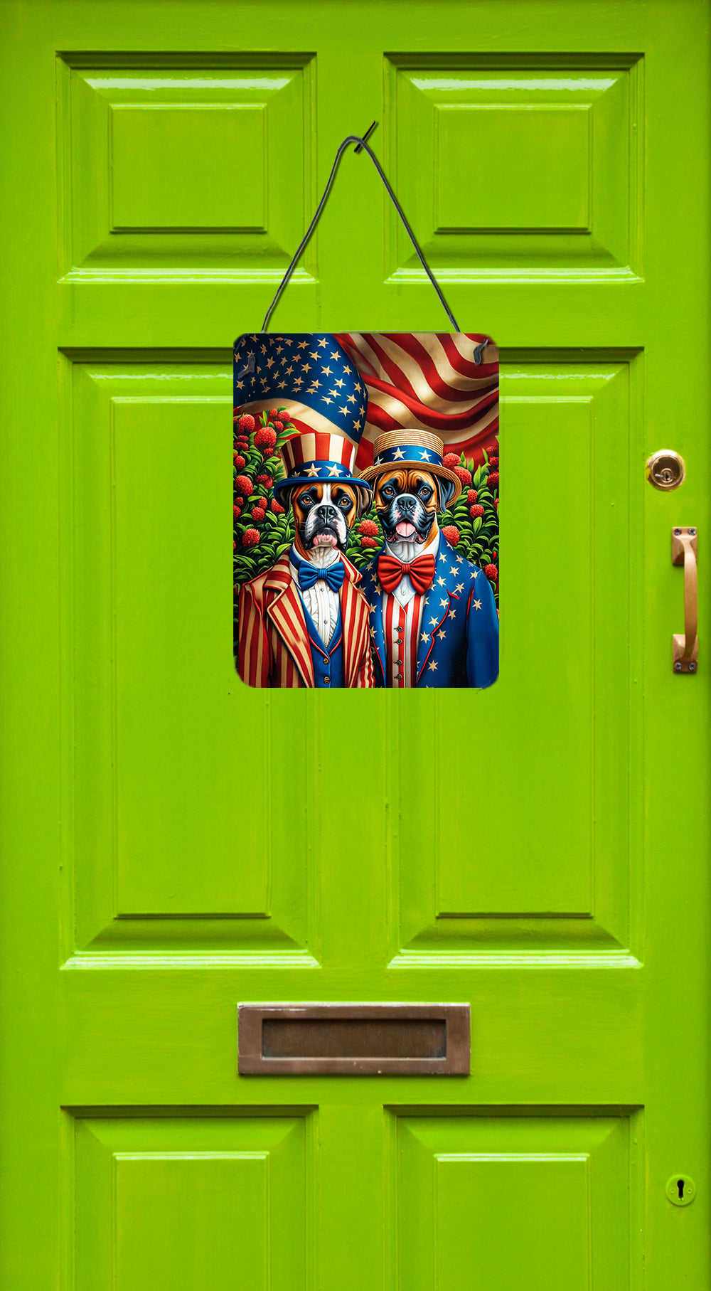 All American Boxer Wall or Door Hanging Prints Aluminum Metal Sign Kitchen Wall Bar Bathroom Plaque Home Decor Front Door Plaque, 12x16, Multicolor