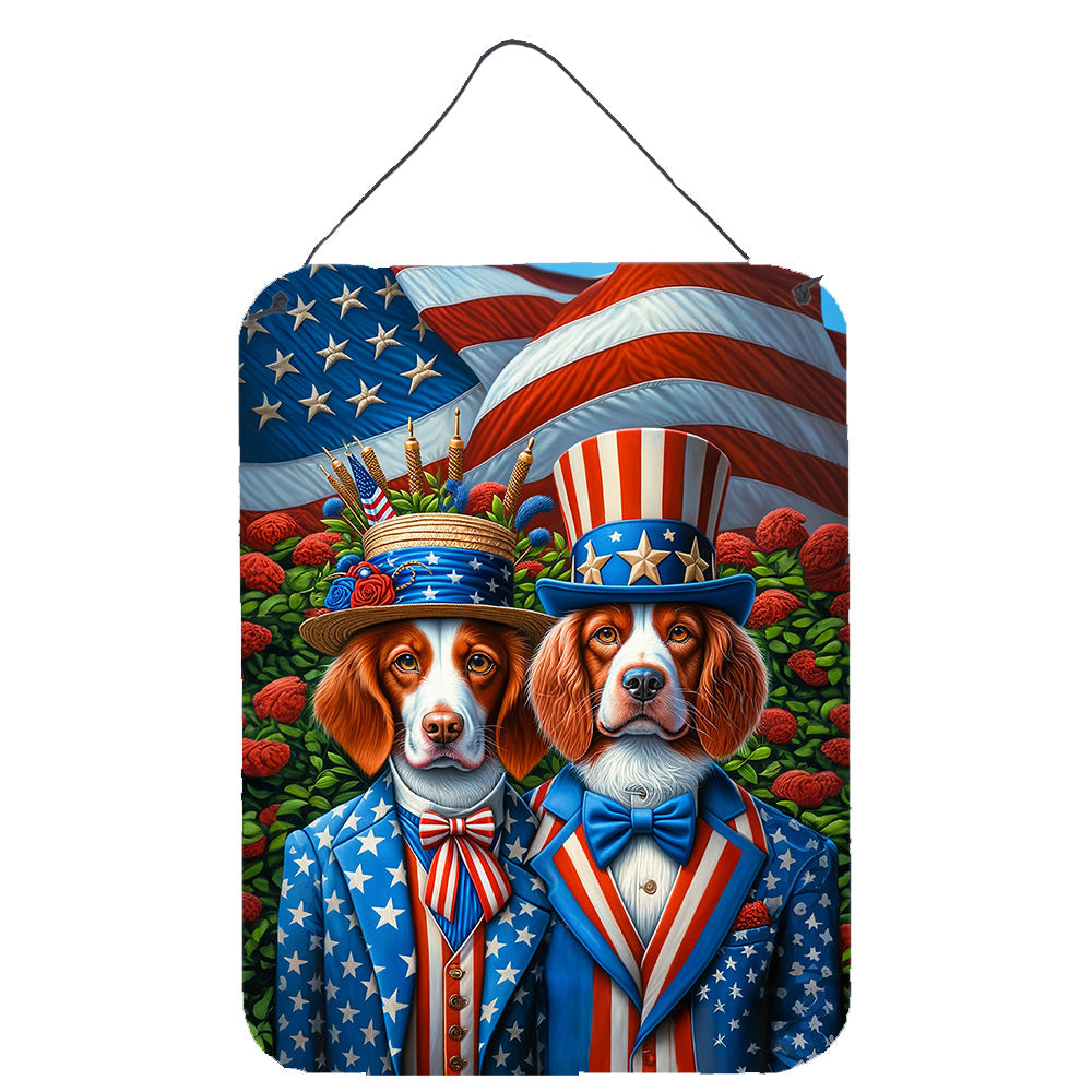 All American Brittany Wall or Door Hanging Prints Aluminum Metal Sign Kitchen Wall Bar Bathroom Plaque Home Decor Front Door Plaque, 12x16, Multicolor