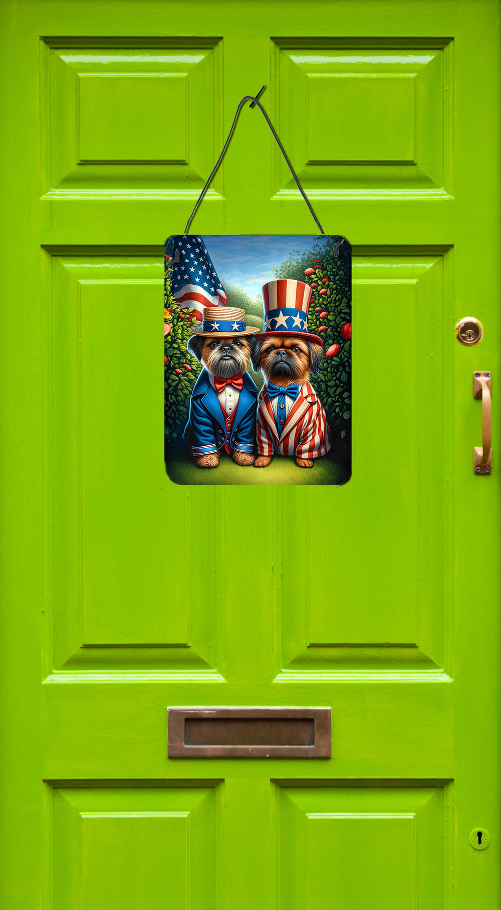 All American Brussels Griffon Wall or Door Hanging Prints Aluminum Metal Sign Kitchen Wall Bar Bathroom Plaque Home Decor Front Door Plaque, 12x16, Multicolor