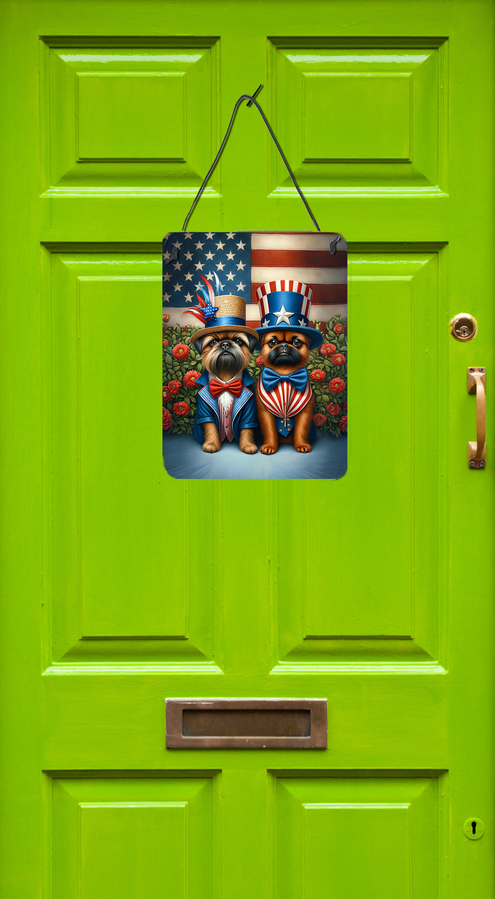 All American Brussels Griffon Wall or Door Hanging Prints Aluminum Metal Sign Kitchen Wall Bar Bathroom Plaque Home Decor Front Door Plaque, 12x16, Multicolor
