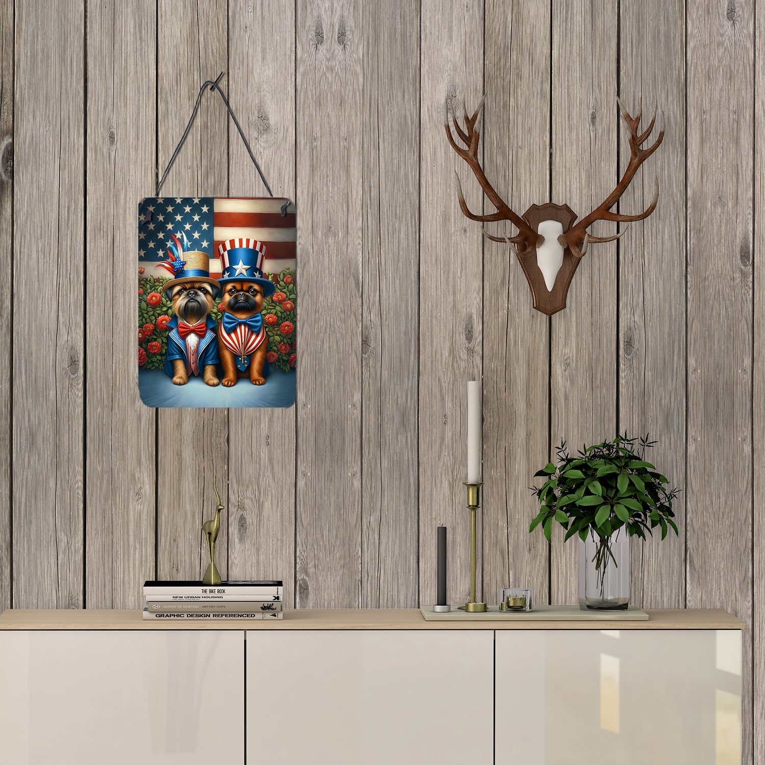 All American Brussels Griffon Wall or Door Hanging Prints Aluminum Metal Sign Kitchen Wall Bar Bathroom Plaque Home Decor Front Door Plaque, 12x16, Multicolor