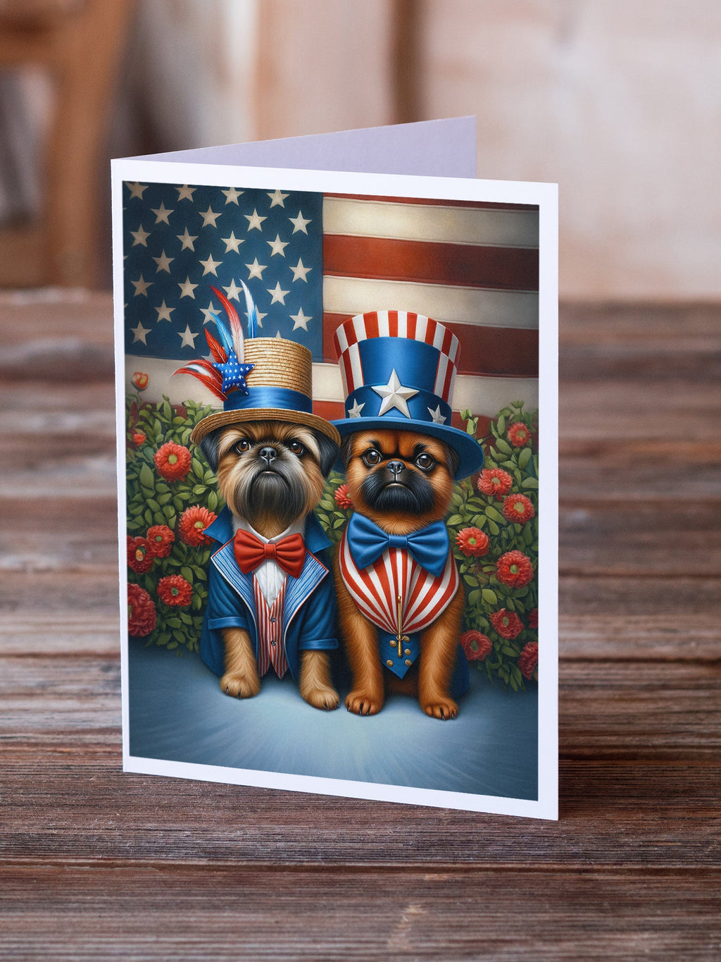 All American Brussels Griffon Greeting Cards Pack of 8 Blank Cards with Envelopes Whimsical A7 Size 5x7