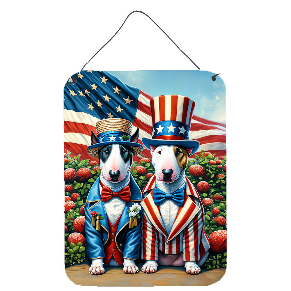 All American Bull Terrier Wall or Door Hanging Prints Aluminum Metal Sign Kitchen Wall Bar Bathroom Plaque Home Decor Front Door Plaque, 12x16, Multicolor