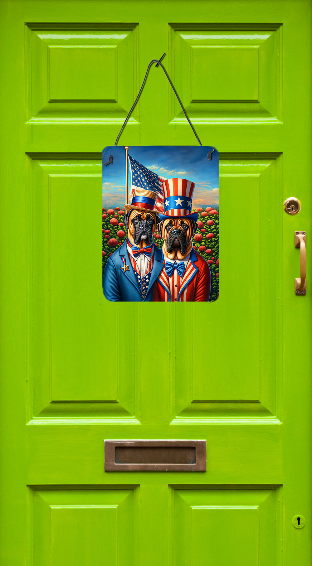 All American Bullmastiff Wall or Door Hanging Prints Aluminum Metal Sign Kitchen Wall Bar Bathroom Plaque Home Decor Front Door Plaque, 12x16, Multicolor
