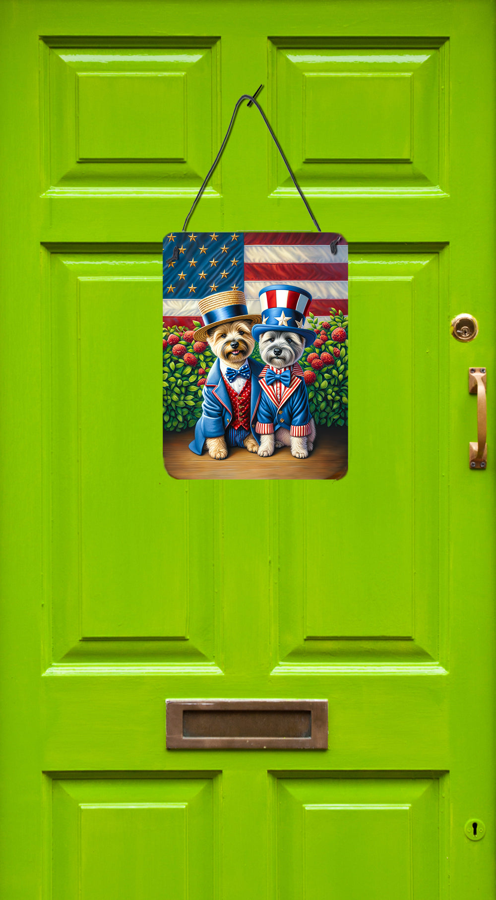 All American Cairn Terrier Wall or Door Hanging Prints Aluminum Metal Sign Kitchen Wall Bar Bathroom Plaque Home Decor Front Door Plaque, 12x16, Multicolor