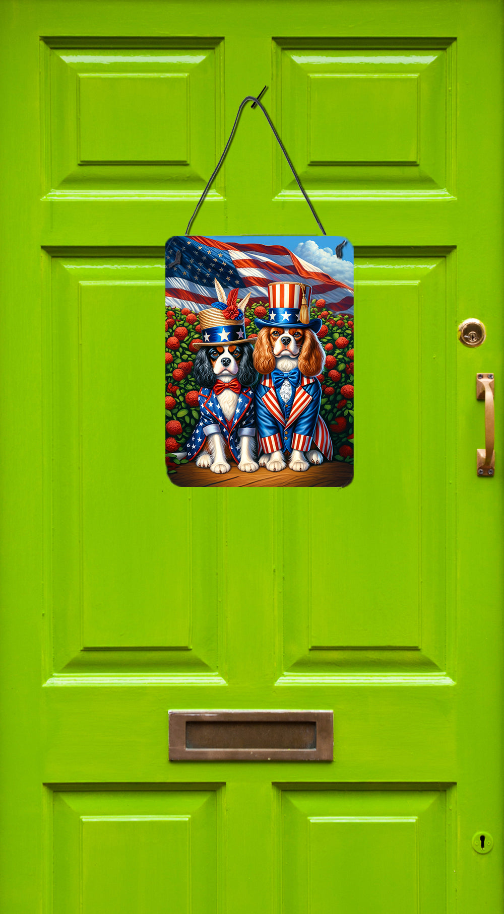 All American Cavalier Spaniel Wall or Door Hanging Prints Aluminum Metal Sign Kitchen Wall Bar Bathroom Plaque Home Decor Front Door Plaque, 12x16, Multicolor