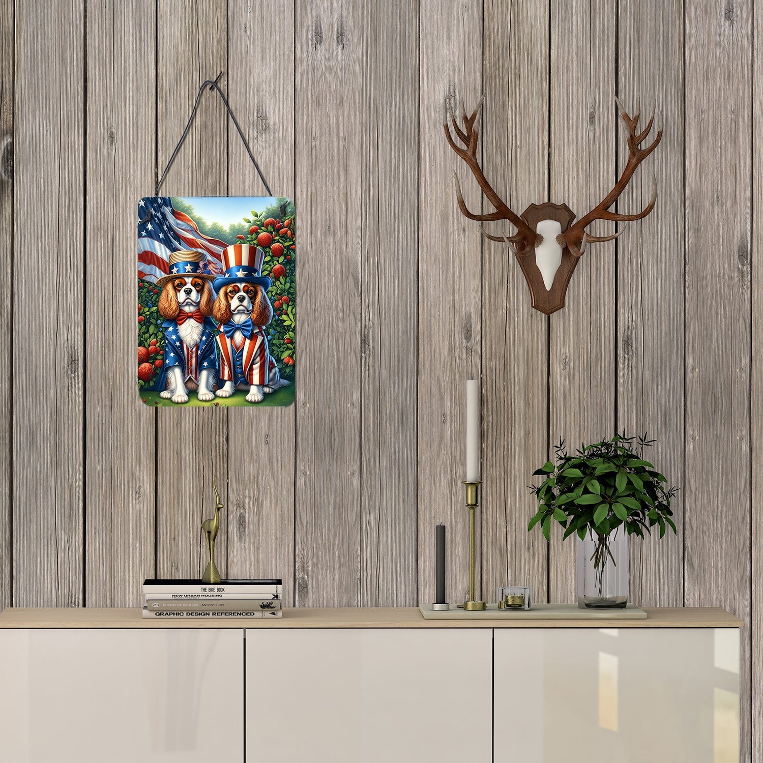 All American Cavalier Spaniel Wall or Door Hanging Prints Aluminum Metal Sign Kitchen Wall Bar Bathroom Plaque Home Decor Front Door Plaque, 12x16, Multicolor