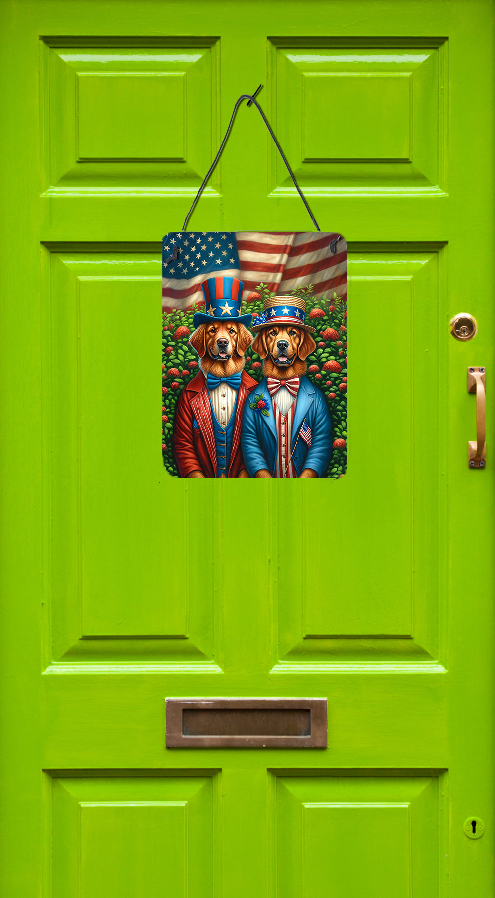 All American Chesapeake Bay Retriever Wall or Door Hanging Prints Aluminum Metal Sign Kitchen Wall Bar Bathroom Plaque Home Decor Front Door Plaque, 12x16, Multicolor