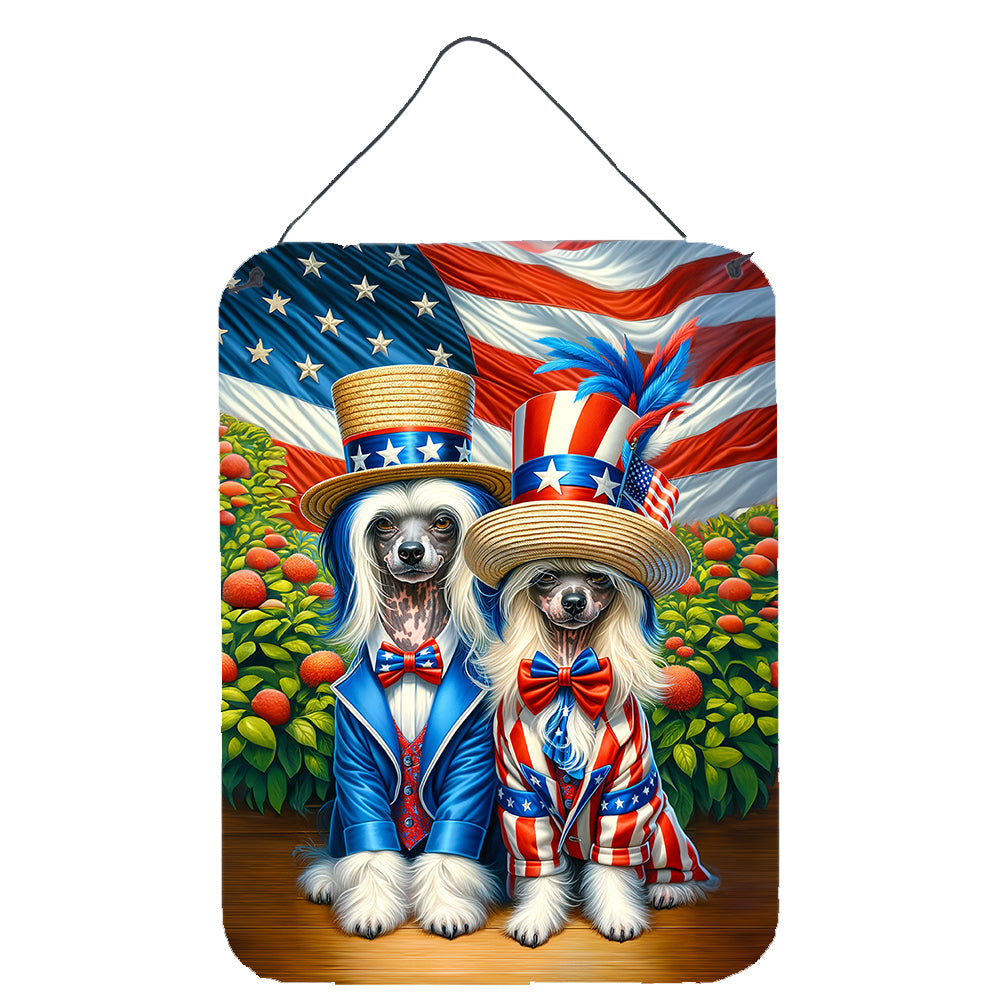 All American Chinese Crested Wall or Door Hanging Prints Aluminum Metal Sign Kitchen Wall Bar Bathroom Plaque Home Decor Front Door Plaque, 12x16, Multicolor