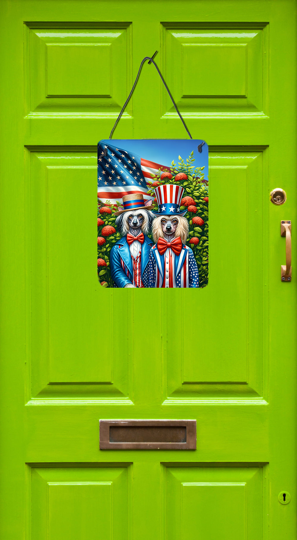 All American Chinese Crested Wall or Door Hanging Prints Aluminum Metal Sign Kitchen Wall Bar Bathroom Plaque Home Decor Front Door Plaque, 12x16, Multicolor