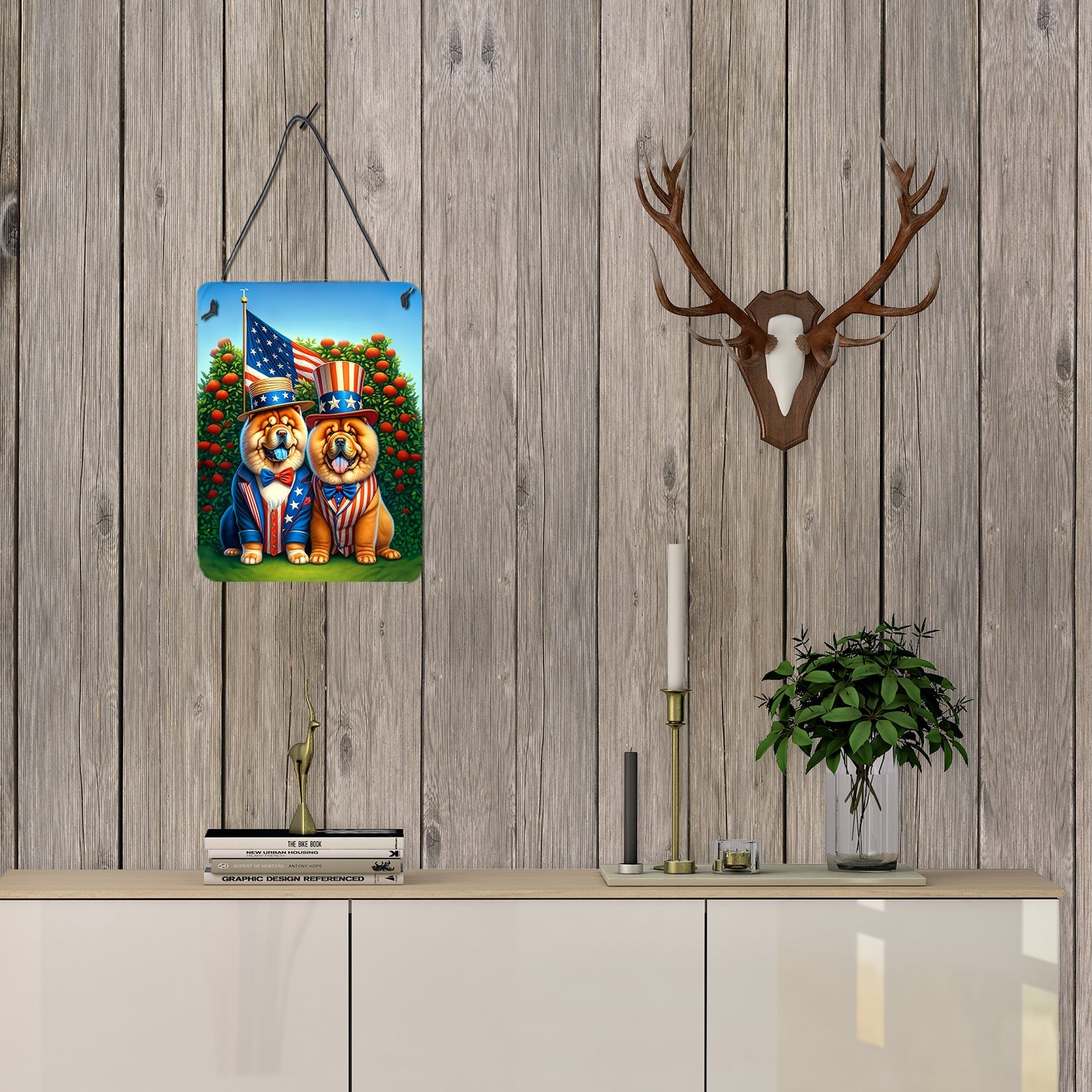 All American Chow Chow Wall or Door Hanging Prints Aluminum Metal Sign Kitchen Wall Bar Bathroom Plaque Home Decor Front Door Plaque, 12x16, Multicolor