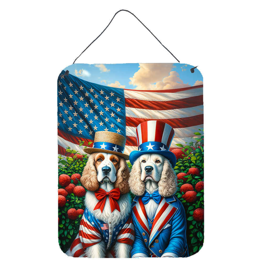 All American Clumber Spaniel Wall or Door Hanging Prints Aluminum Metal Sign Kitchen Wall Bar Bathroom Plaque Home Decor Front Door Plaque, 12x16, Multicolor