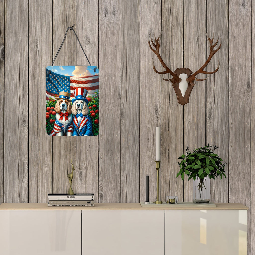 All American Clumber Spaniel Wall or Door Hanging Prints Aluminum Metal Sign Kitchen Wall Bar Bathroom Plaque Home Decor Front Door Plaque, 12x16, Multicolor