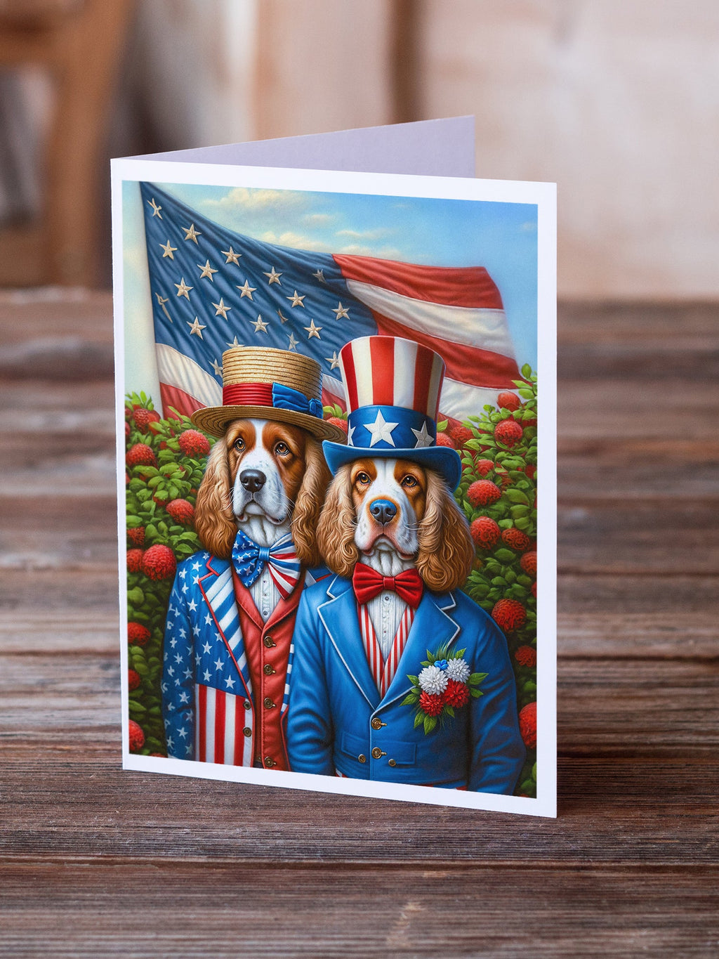 All American Clumber Spaniel Greeting Cards Pack of 8 Blank Cards with Envelopes Whimsical A7 Size 5x7