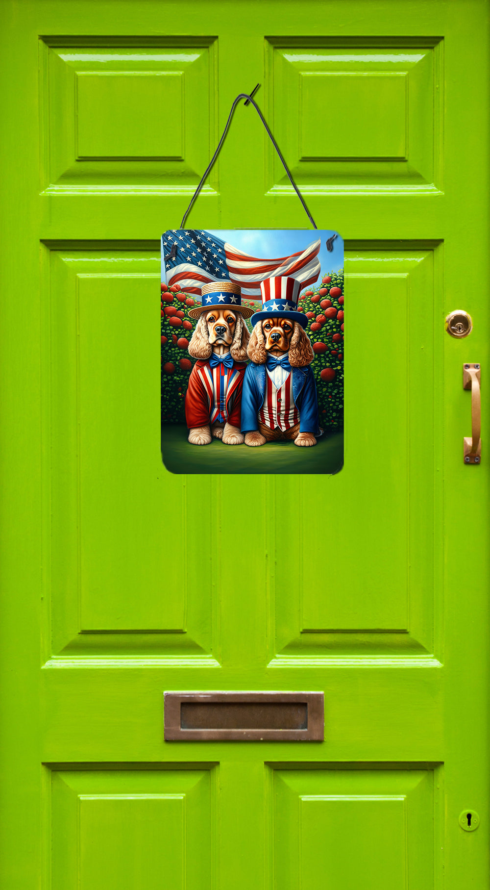 All American Cocker Spaniel Wall or Door Hanging Prints Aluminum Metal Sign Kitchen Wall Bar Bathroom Plaque Home Decor Front Door Plaque, 12x16, Multicolor