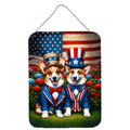 All American Corgi Wall or Door Hanging Prints Aluminum Metal Sign Kitchen Wall Bar Bathroom Plaque Home Decor Front Door Plaque, 12x16, Multicolor