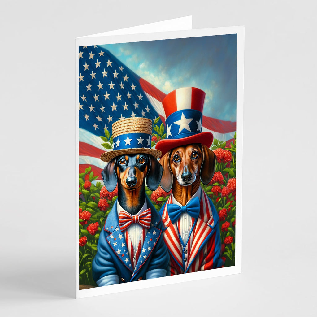 All American Dachshund Greeting Cards Pack of 8 Blank Cards with Envelopes Whimsical A7 Size 5x7