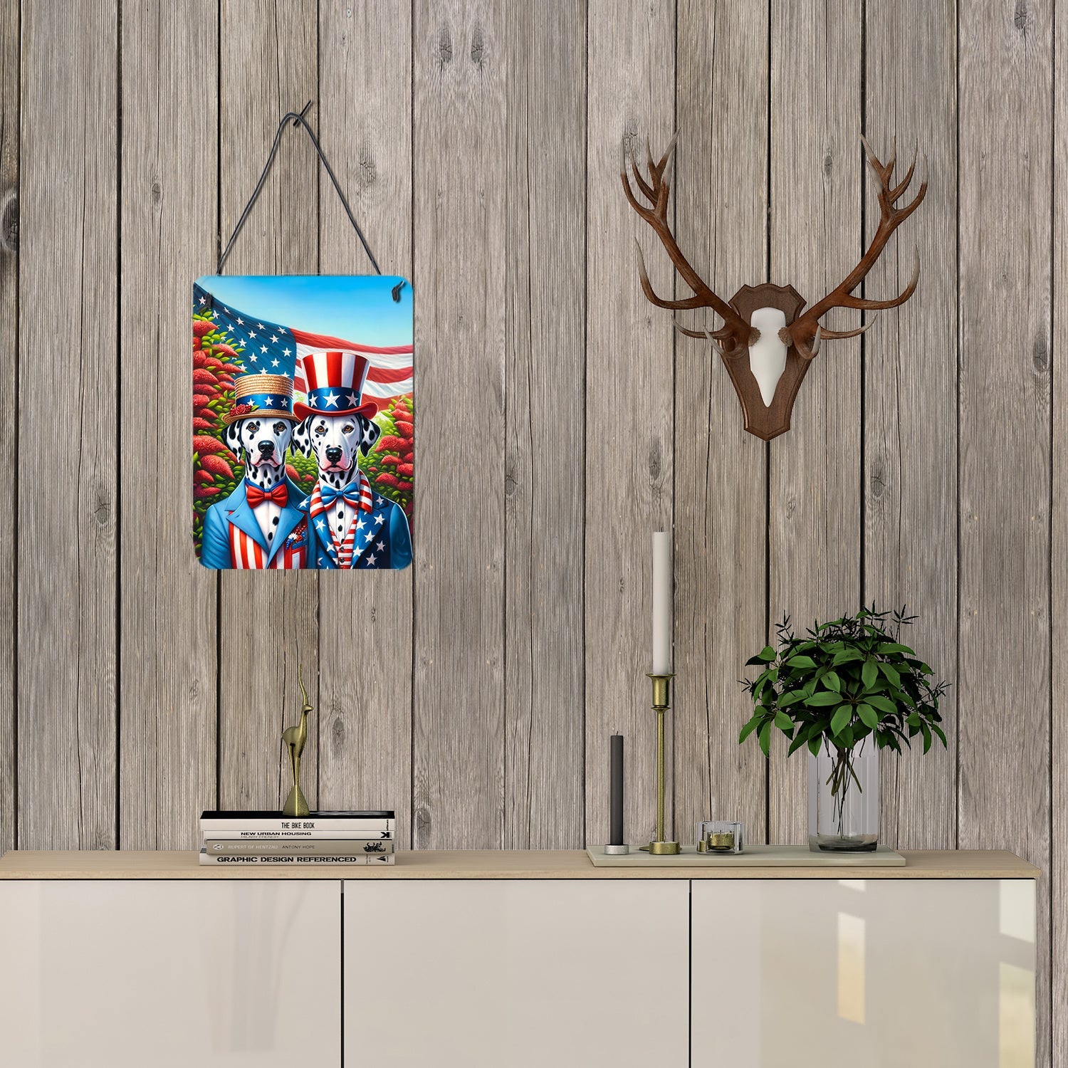 All American Dalmatian Wall or Door Hanging Prints Aluminum Metal Sign Kitchen Wall Bar Bathroom Plaque Home Decor Front Door Plaque, 12x16, Multicolor