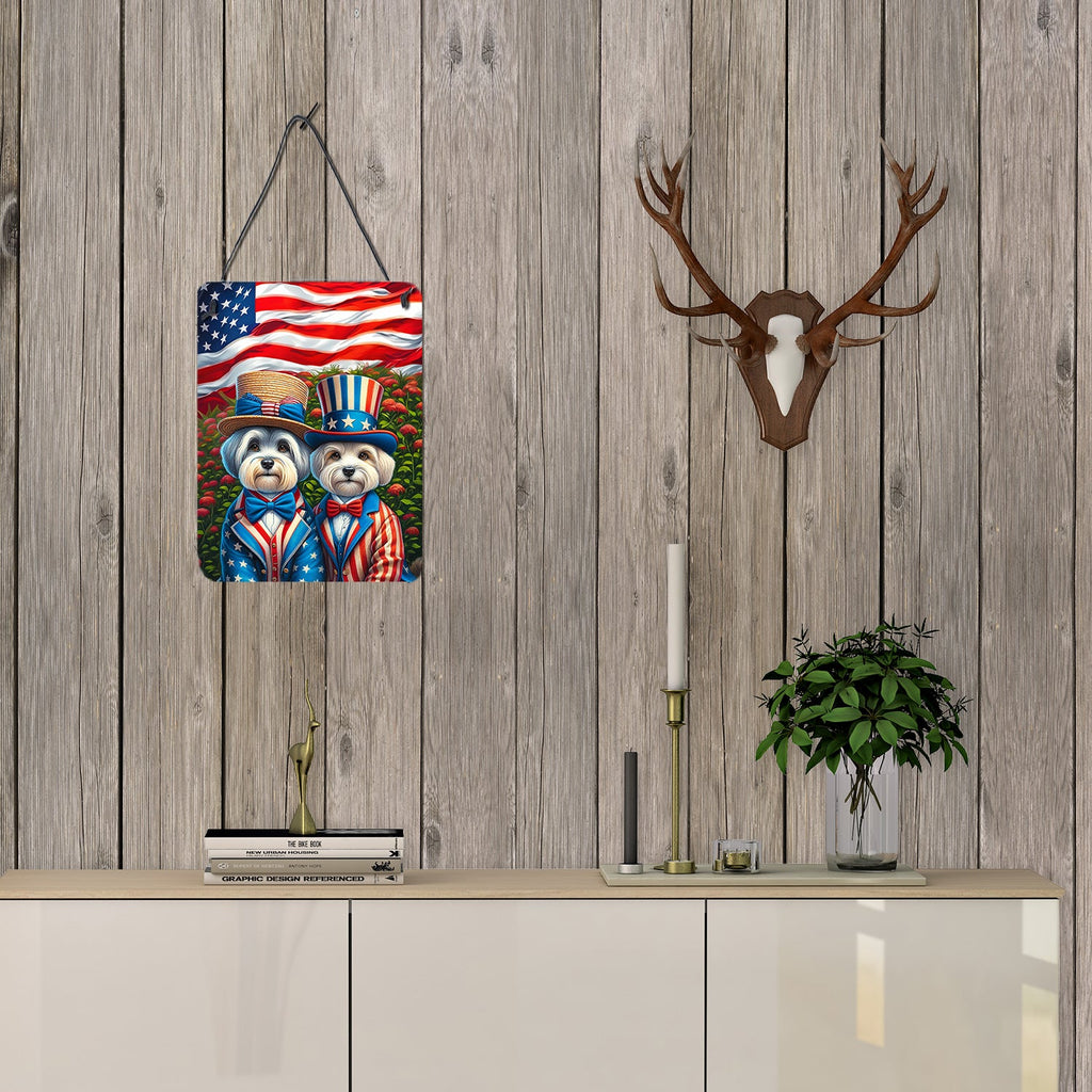 All American Dandie Dinmont Terrier Wall or Door Hanging Prints Aluminum Metal Sign Kitchen Wall Bar Bathroom Plaque Home Decor Front Door Plaque, 12x16, Multicolor