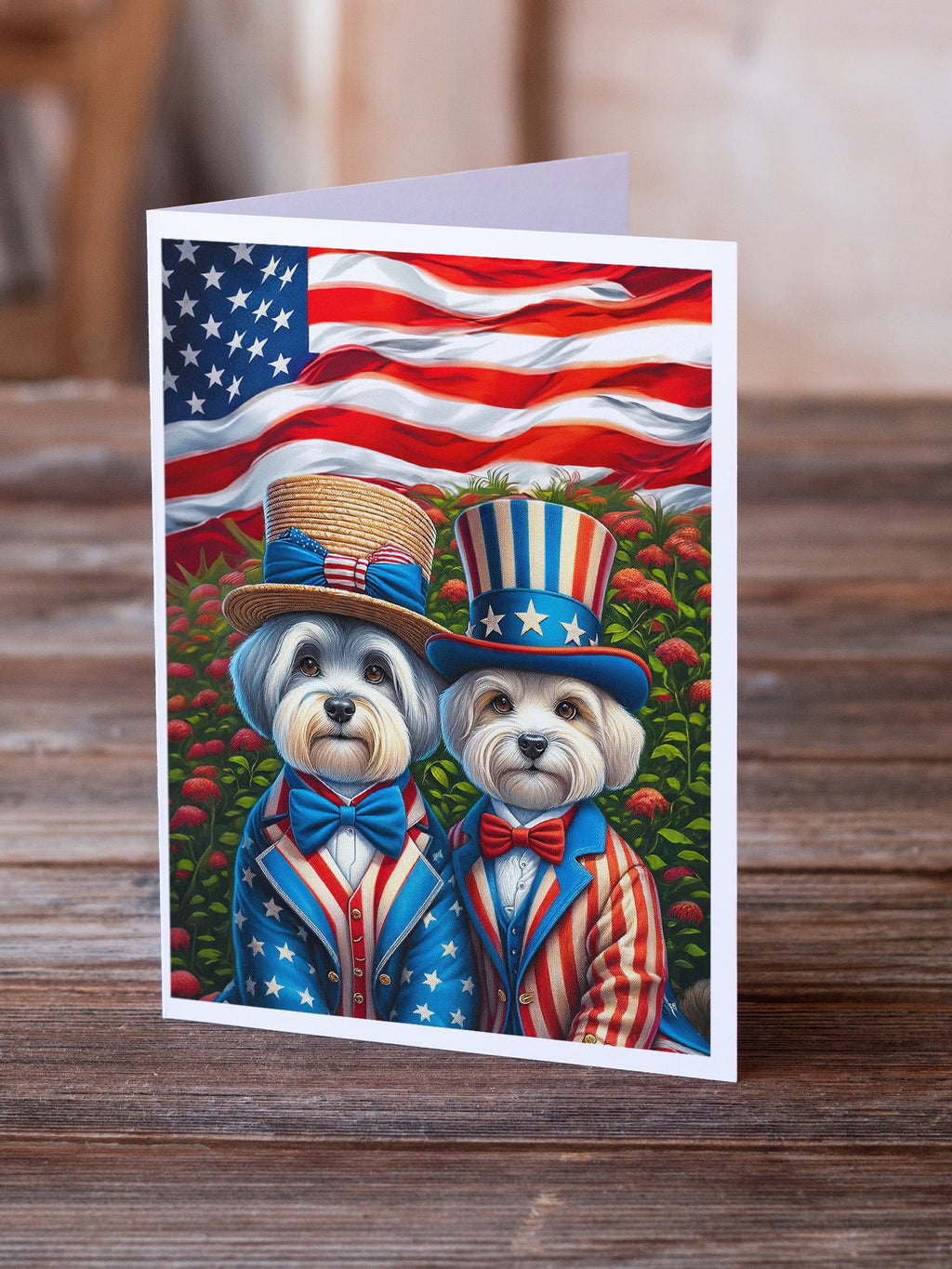 All American Dandie Dinmont Terrier Greeting Cards Pack of 8 Blank Cards with Envelopes Whimsical A7 Size 5x7