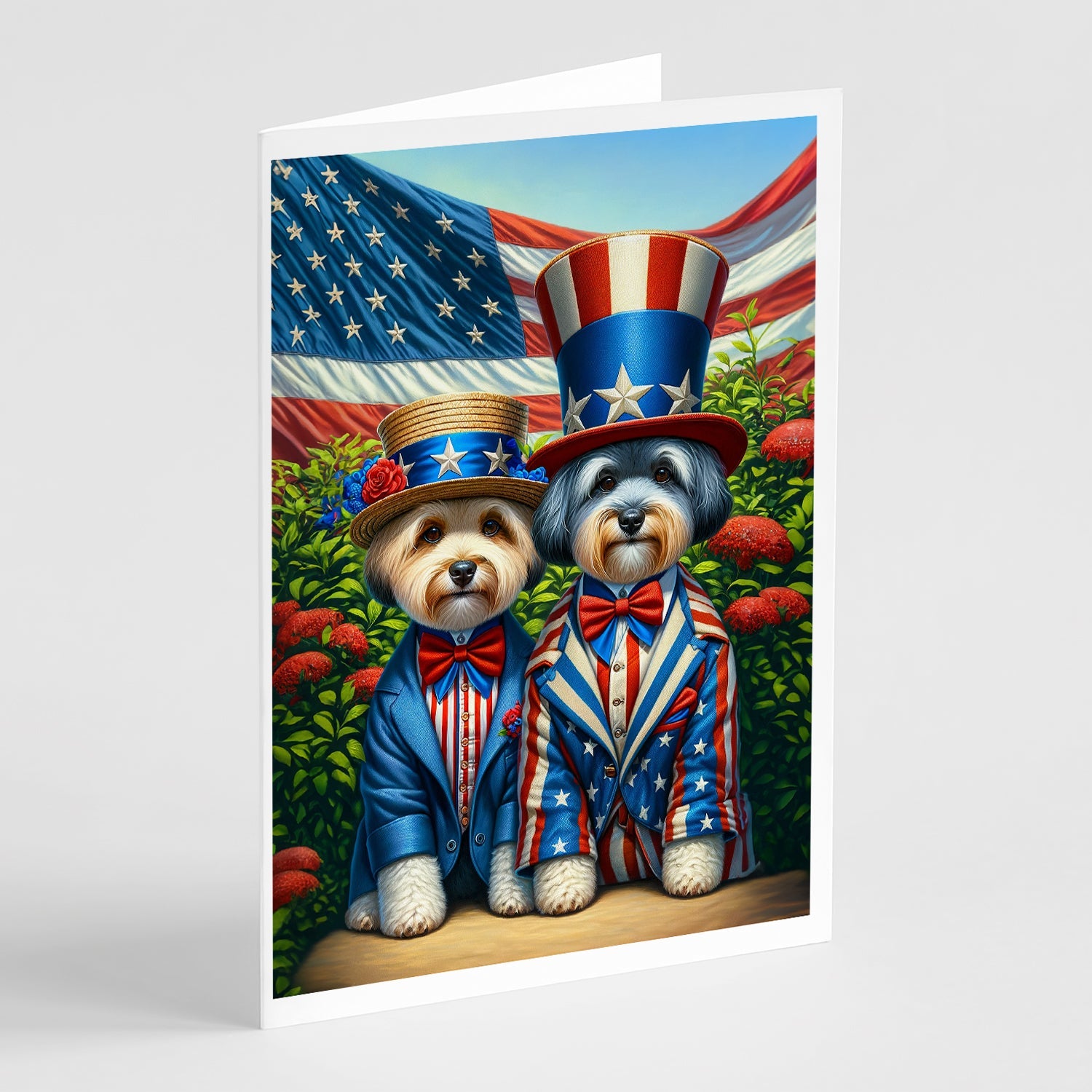 All American Dandie Dinmont Terrier Greeting Cards Pack of 8 Blank Cards with Envelopes Whimsical A7 Size 5x7