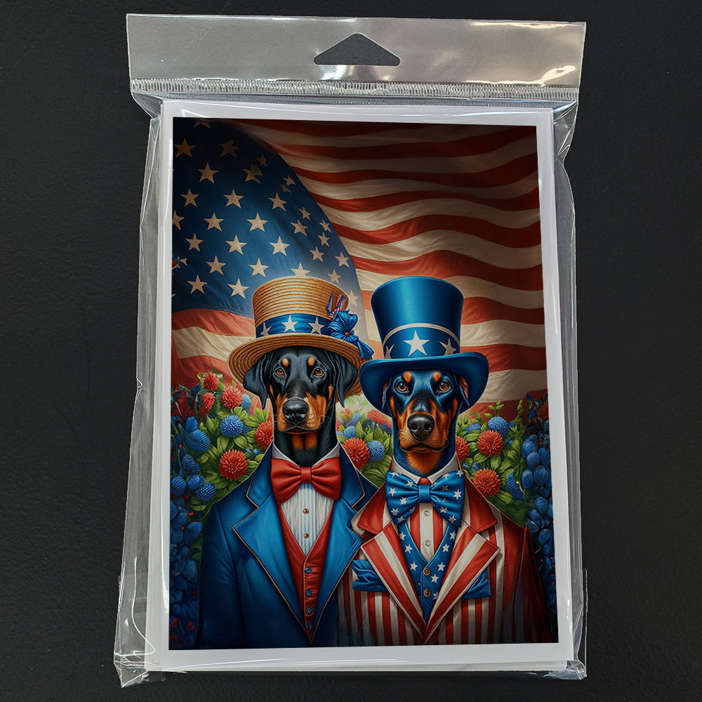 All American Doberman Pinscher Greeting Cards Pack of 8 Blank Cards with Envelopes Whimsical A7 Size 5x7