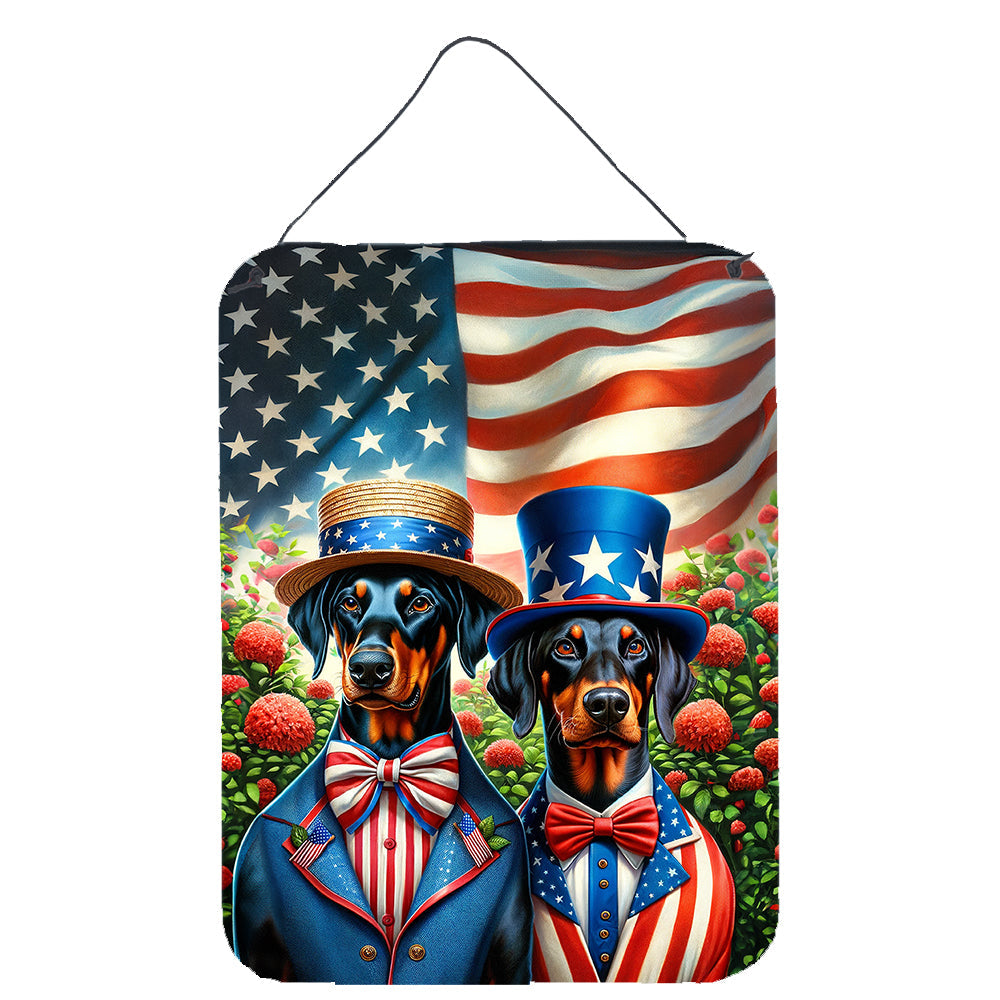 All American Doberman Pinscher Wall or Door Hanging Prints Aluminum Metal Sign Kitchen Wall Bar Bathroom Plaque Home Decor Front Door Plaque, 12x16, Multicolor