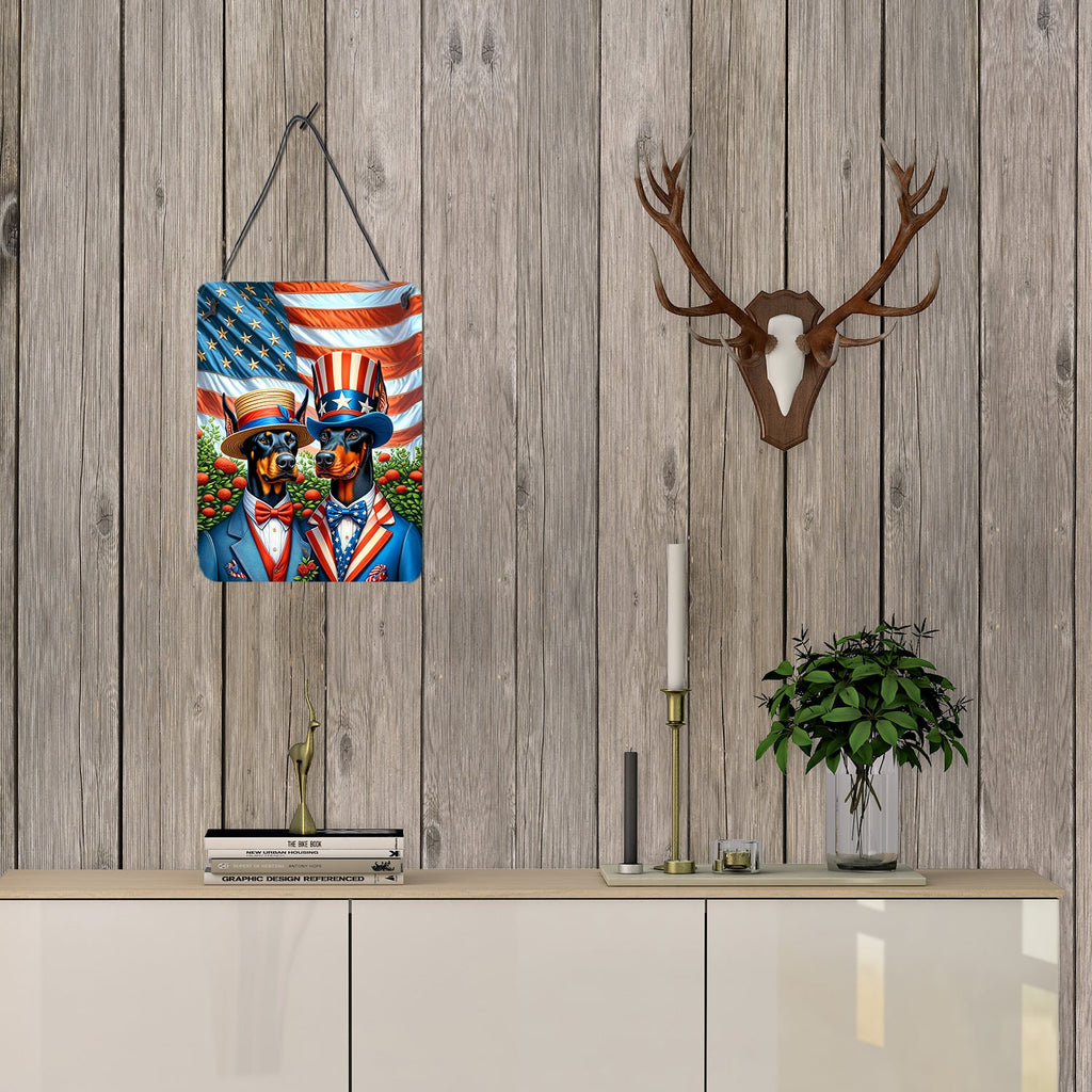 All American Doberman Pinscher Wall or Door Hanging Prints Aluminum Metal Sign Kitchen Wall Bar Bathroom Plaque Home Decor Front Door Plaque, 12x16, Multicolor