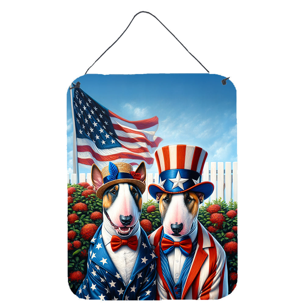 All American English Bull Terrier Wall or Door Hanging Prints Aluminum Metal Sign Kitchen Wall Bar Bathroom Plaque Home Decor Front Door Plaque, 12x16, Multicolor