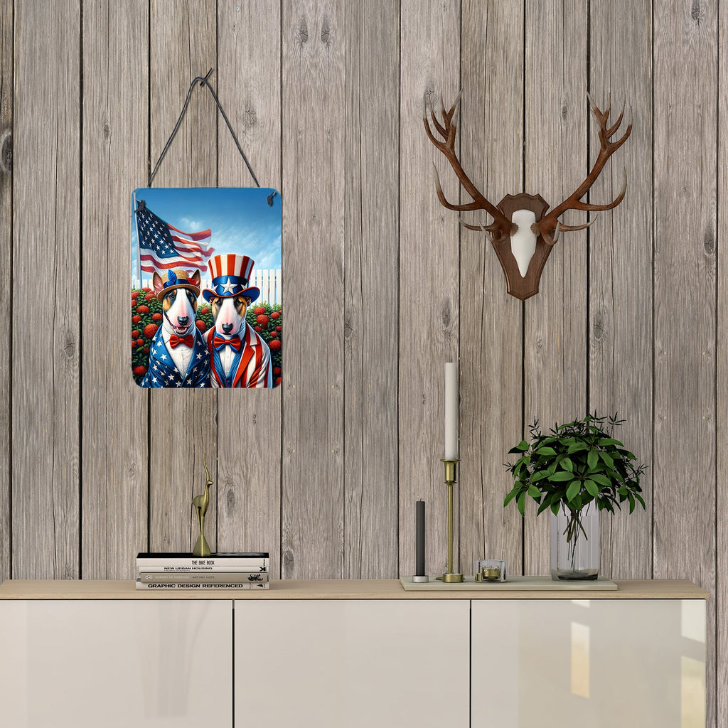 All American English Bull Terrier Wall or Door Hanging Prints Aluminum Metal Sign Kitchen Wall Bar Bathroom Plaque Home Decor Front Door Plaque, 12x16, Multicolor